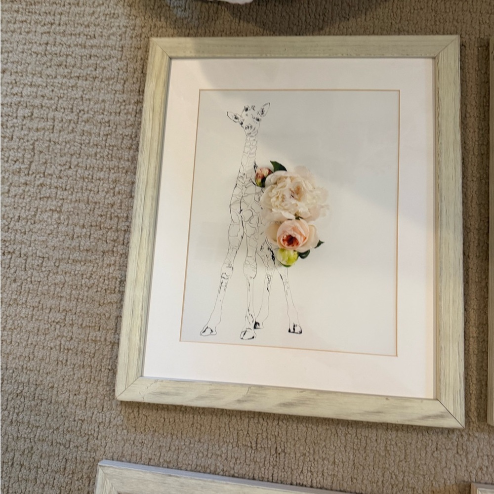 Floral animal Wall Art in Wooden Frame